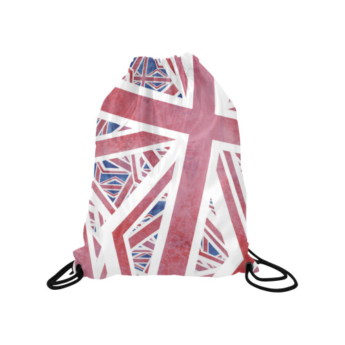 Abstract Union Jack British Flag Collage Medium Drawstring Bag Model 1604 (Twin Sides) 13.8"(W) * 18.1"(H)