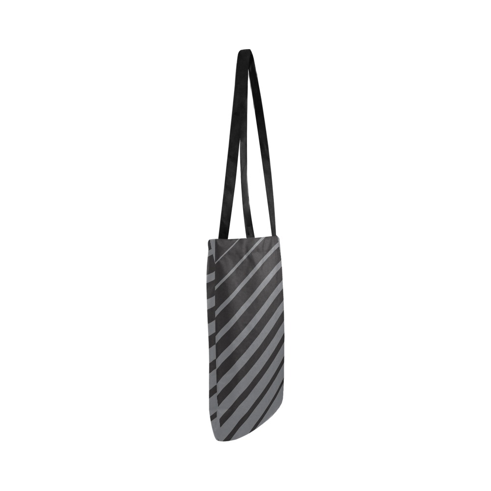 Black and Gray Stripe Reusable Shopping Bag Model 1660 (Two sides)