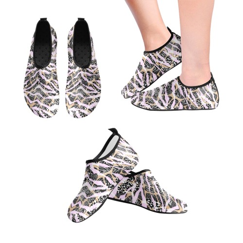 Camo animal print pink Women's Slip-On Water Shoes (Model 056)