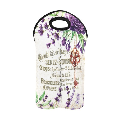 Vintage Flower Art #105 | 2-Bottle Neoprene Wine Bag