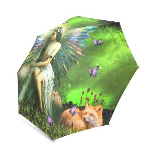 Ô She-Elf and Frog Prince in the Greenwood Foldable Umbrella (Model U01)