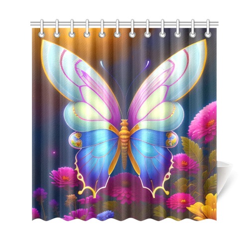 Butterflies and colorful flowers Shower Curtain 69"x72"