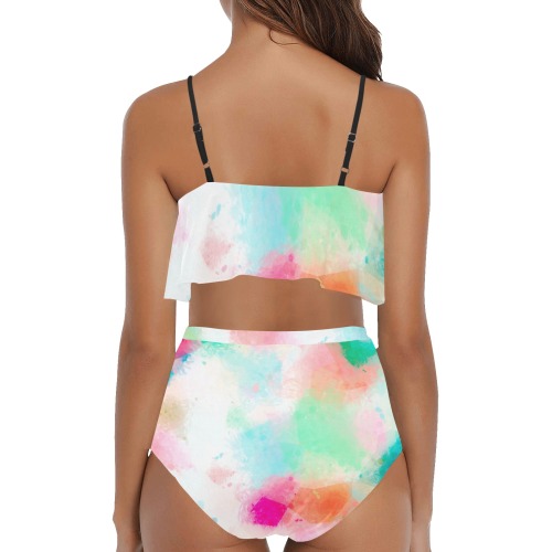 painteddreams High Waisted Ruffle Bikini Set (Model S13)