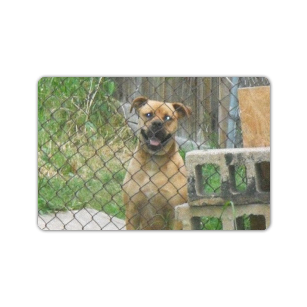 A Smiling Dog Doormat 24"x16" (Black Base)