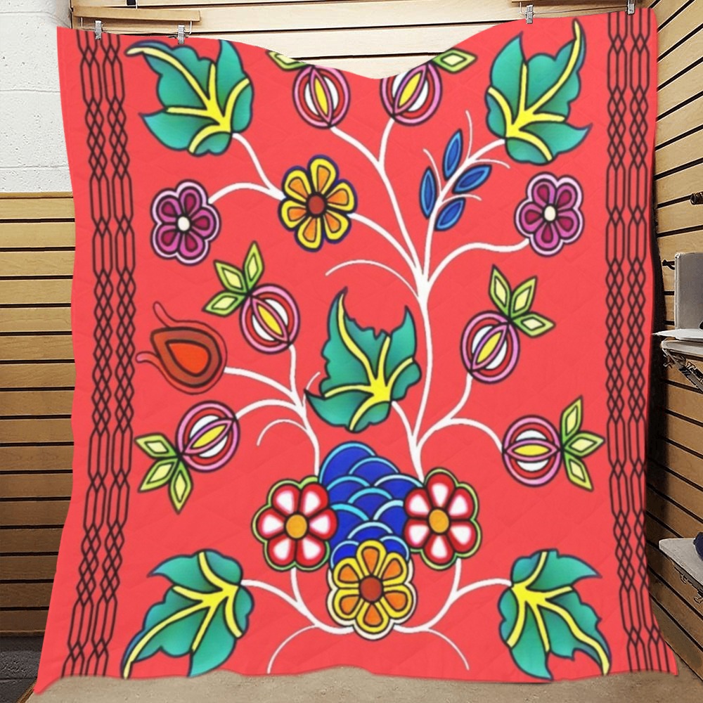 floral red Quilt 70"x80"