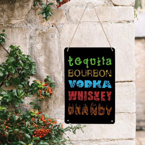 Colorful strong drinks names in decorative fonts. Metal Tin Sign 8"x12"