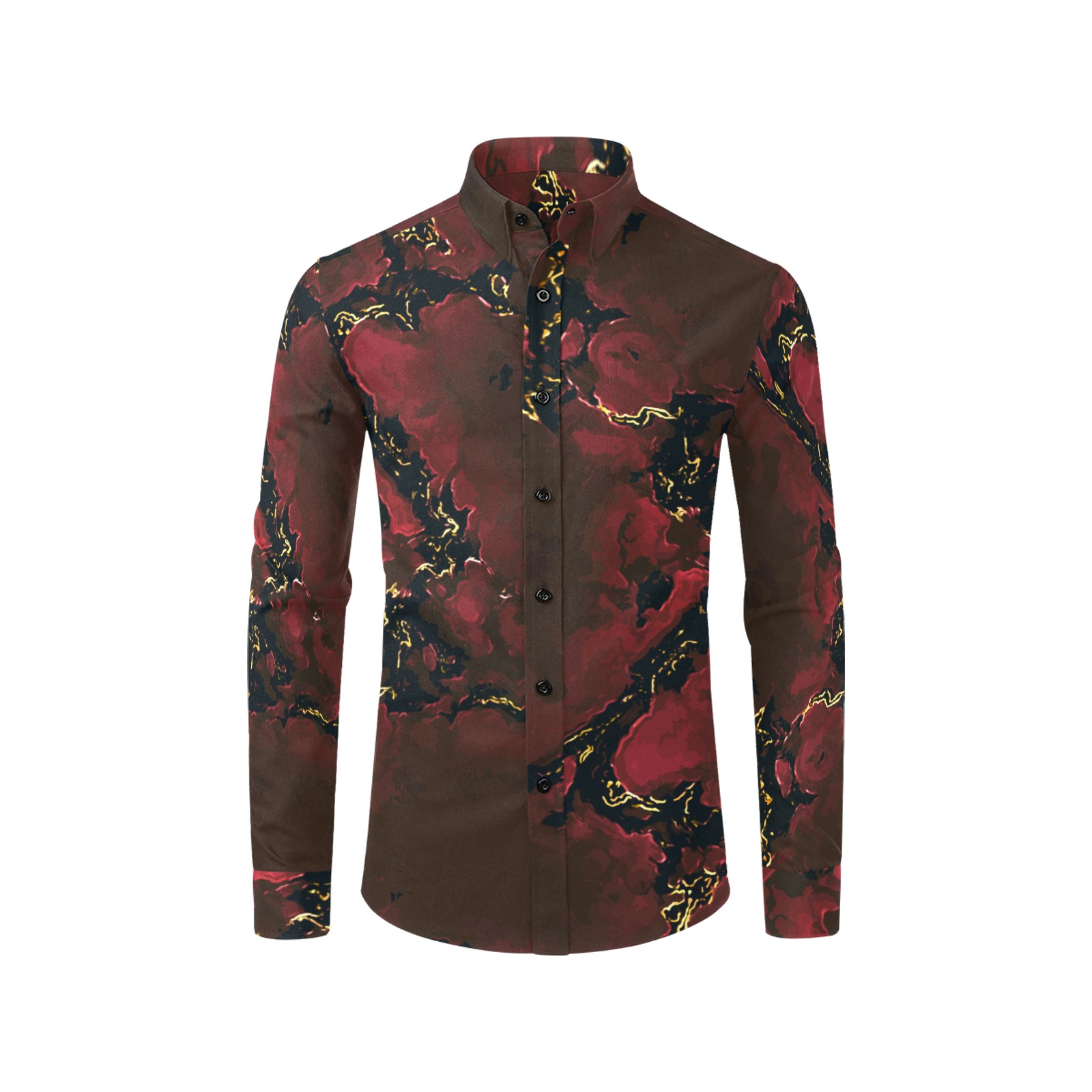 Smoked Red Chilli Pepper Marble - dark red gold brown black marble Men's All Over Print Casual Dress Shirt (Model T61)