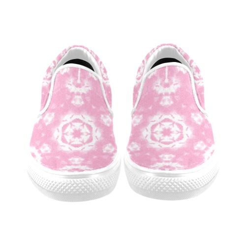 Ô Pastel Pink Cloud Tie Dye Women's Unusual Slip-on Canvas Shoes (Model 019)