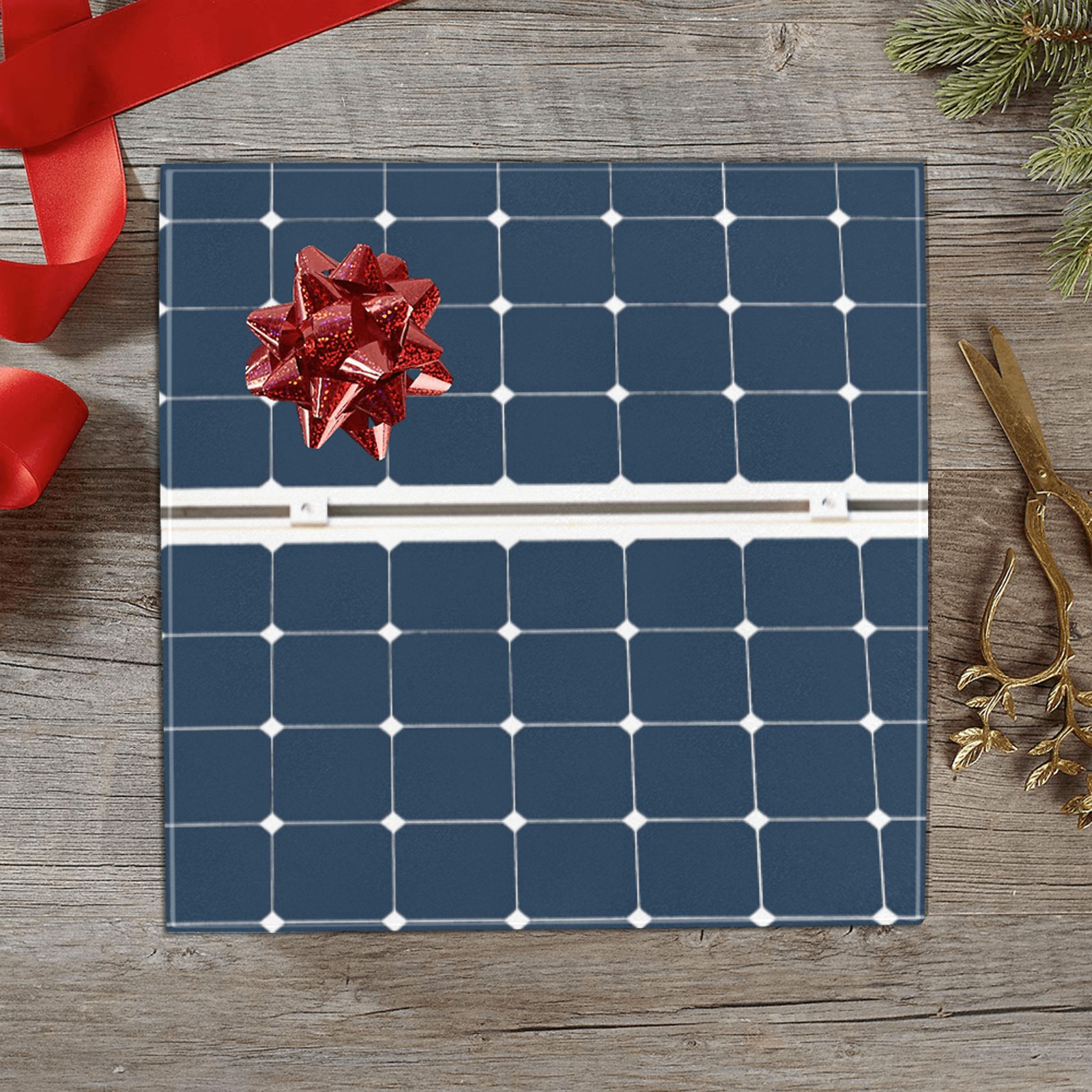 Solar Technology Power Panel Image Sun Energy Gift Wrapping Paper 58"x 23" (2 Rolls)