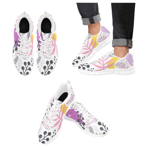 Beautiful Abstract Tropical Floral Women's Breathable Running Shoes (Model 055)
