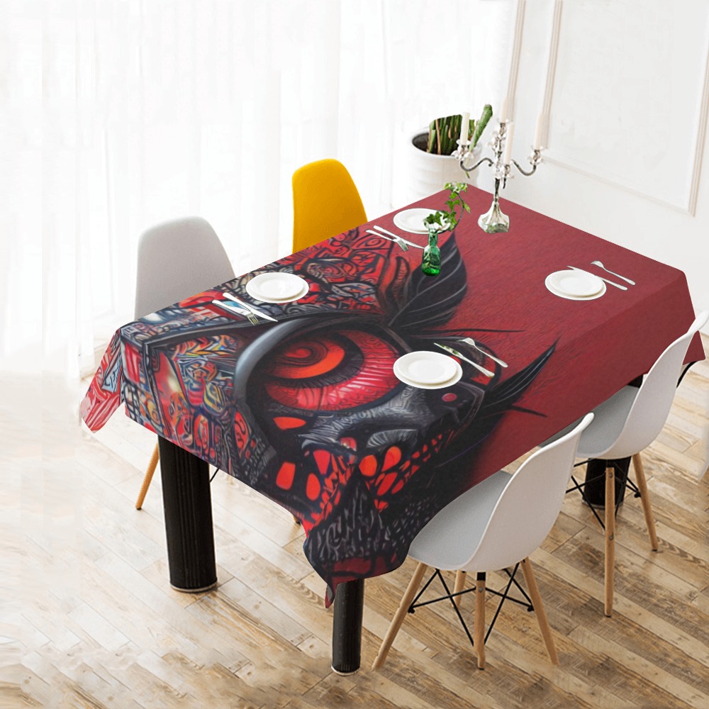 red eye Cotton Linen Tablecloth 60"x 84"