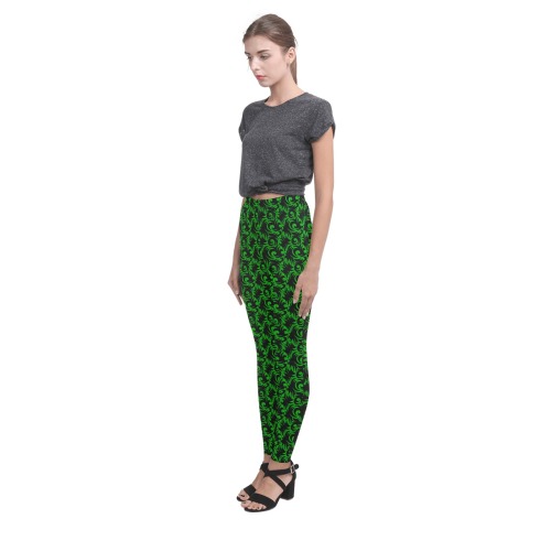 green swirl Cassandra Women's Leggings (Model L01)