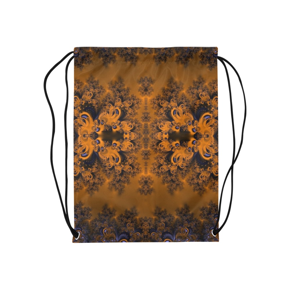 Orange Groves at Dusk Frost Fractal Medium Drawstring Bag Model 1604 (Twin Sides) 13.8"(W) * 18.1"(H)