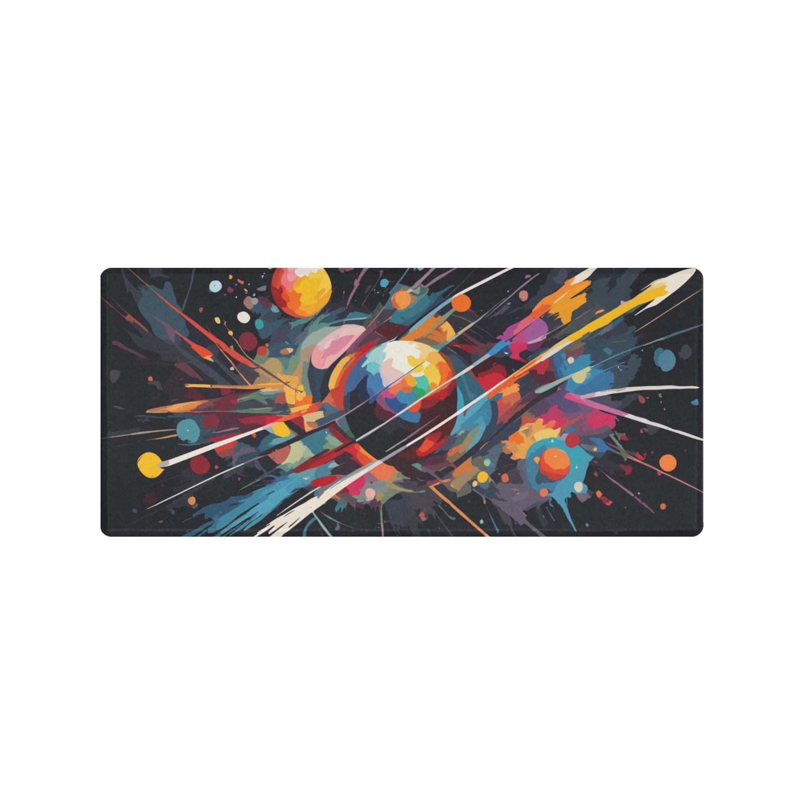 Planets and stars in deep space cool abstract art Gaming Mousepad (35"x16")