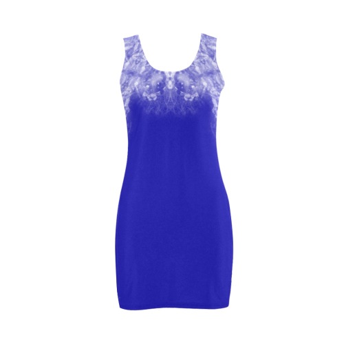 Ô Fractal Snowflake Collar on Bright Blue Medea Vest Dress (Model D06)