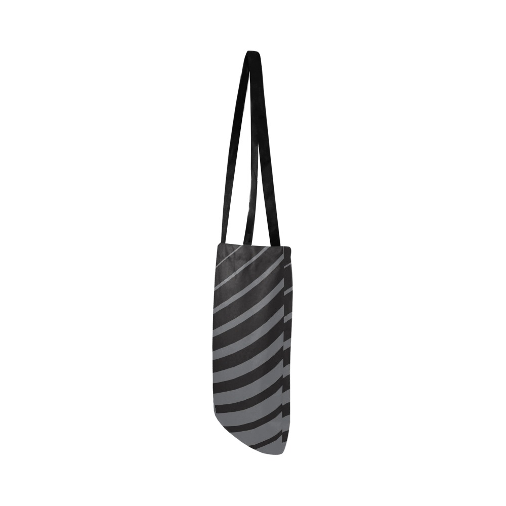 Black and Gray Stripe Reusable Shopping Bag Model 1660 (Two sides)