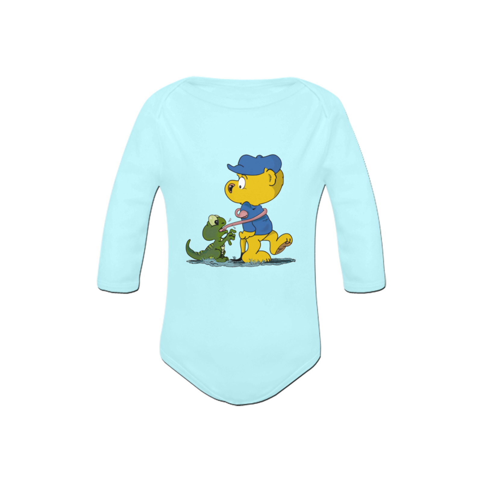 Ferald and The Baby Lizard Baby Powder Organic Long Sleeve One Piece (Model T27)