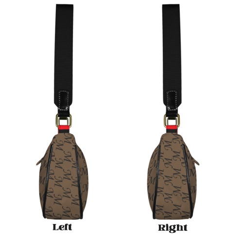 Mud-di Signature Red Stripe Walnut Women's Shoulder Bag-Black Strap (Model 1748)