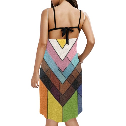 Lbgtq plus Pop Art by Nico Bielow Spaghetti Strap Backless Beach Cover Up Dress (Model D65)