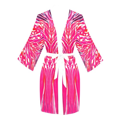 pink Long Sleeve Kimono Robe