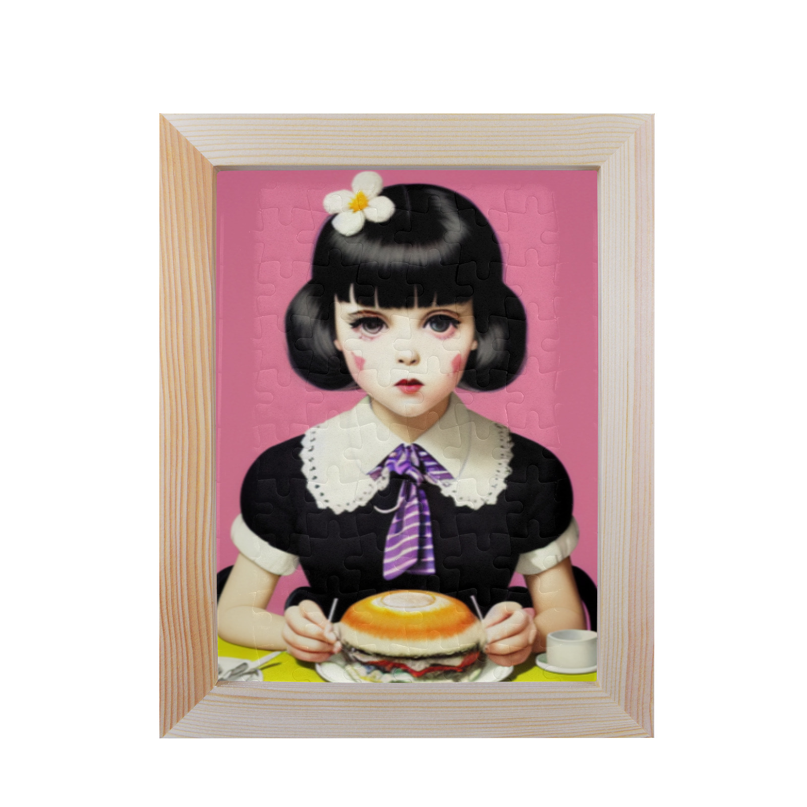 gothic girl with lipstick 67 80-Piece Puzzle Frame 7"x 9"