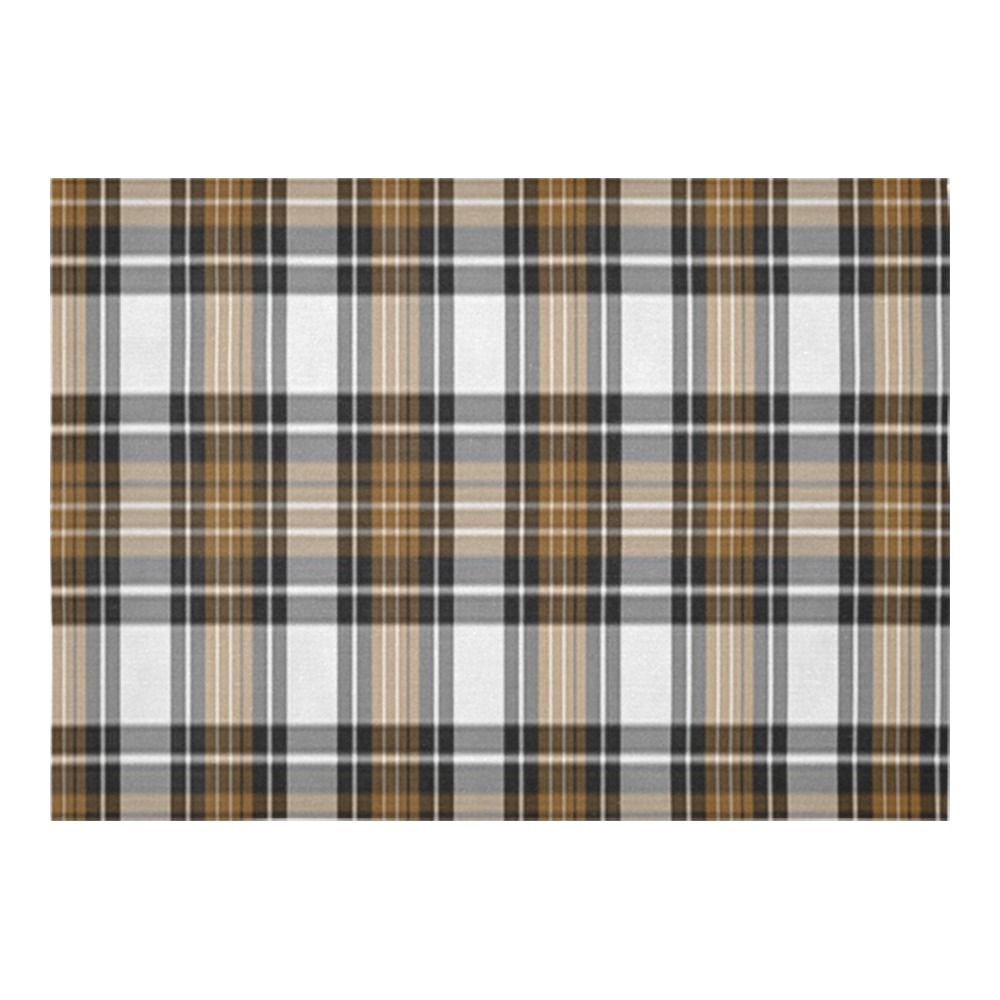Brown Black Plaid Cotton Linen Tablecloth 60"x 84"