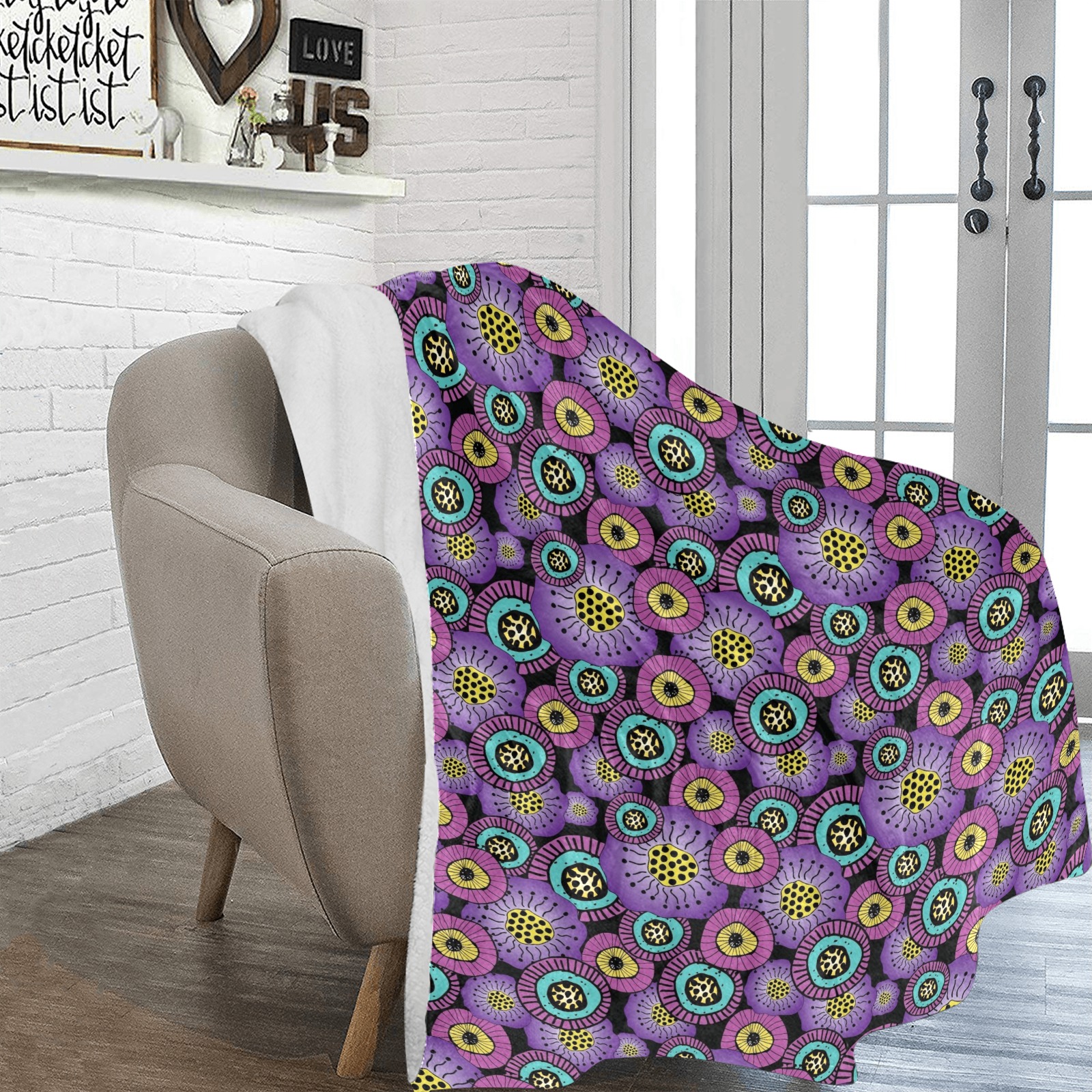 vibrant floral Ultra-Soft Micro Fleece Blanket 70''x80''