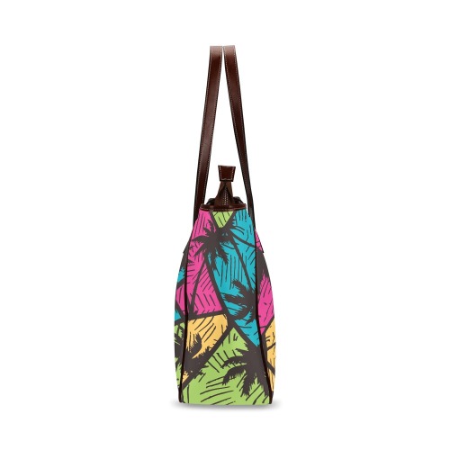 Abstract colourful geometry seamless pattern with palm trees tote bag Classic Tote Bag (Model 1644)