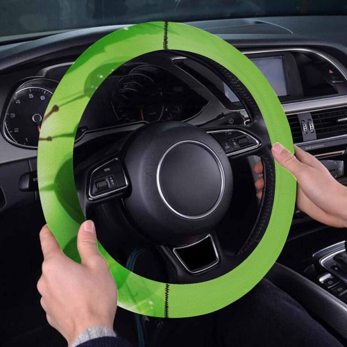 Green Leaf Steering Wheel Cover with Elastic Edge