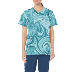 Blue Marble Scrub top All Over Print Scrub Top