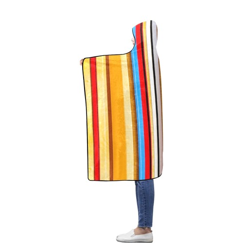 Colorful abstract pattern stripe art Flannel Hooded Blanket 56''x80''