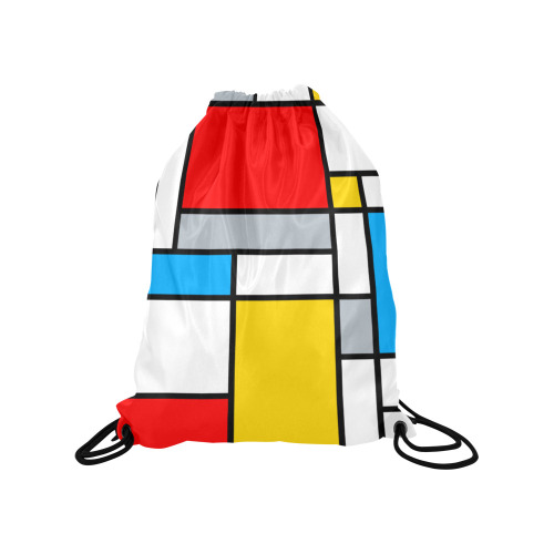 Mondrian Style Color Composition Geometric Retro Art Medium Drawstring Bag Model 1604 (Twin Sides) 13.8"(W) * 18.1"(H)