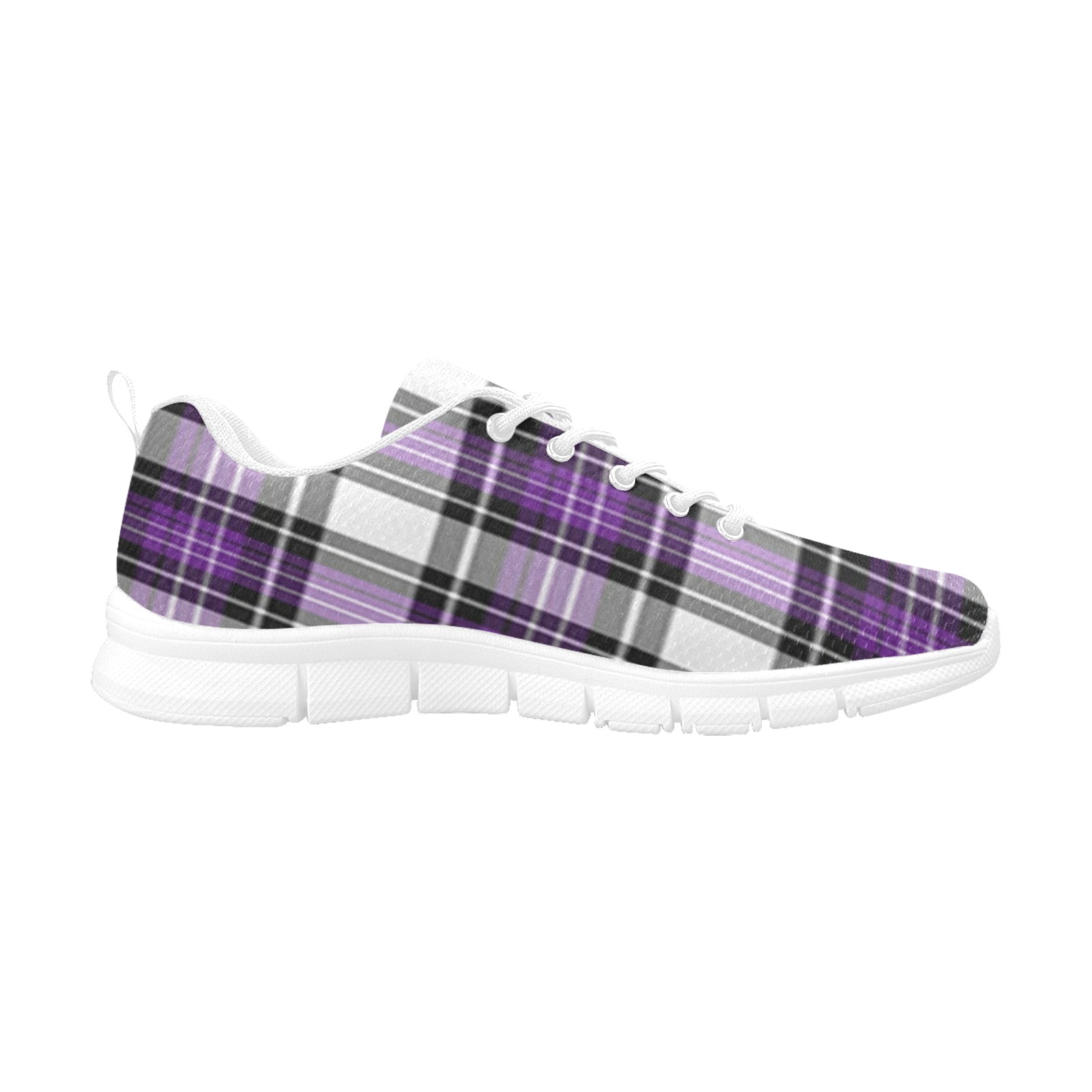 Purple Black Plaid Women's Breathable Running Shoes (Model 055)