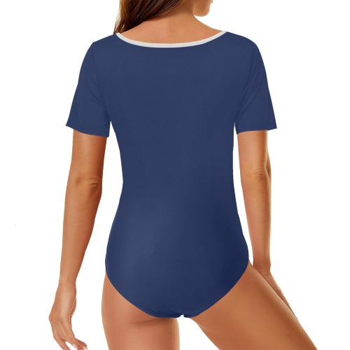 color Delft blue Women's Short Sleeve Bodysuit