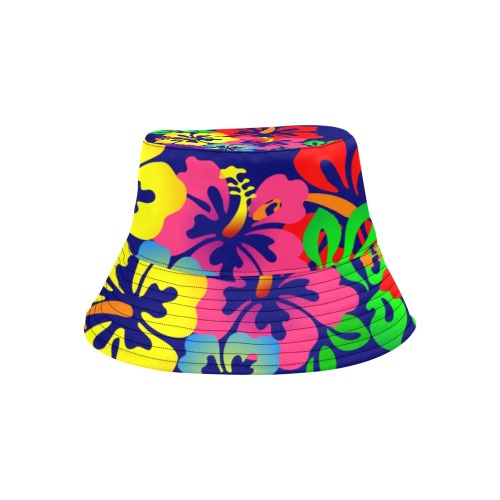 Hibiscus Hawaiian Flowers / Blue All Over Print Bucket Hat