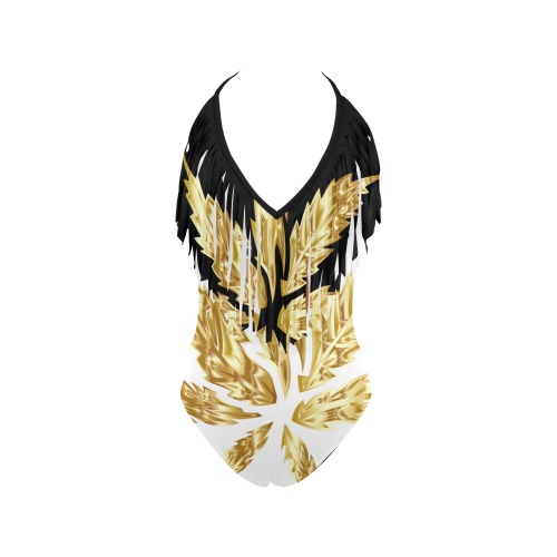 Gold leaf Women's Fringe Swimsuit (Model S32)