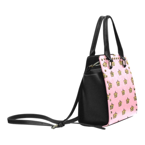 Pink Guapo Rivet Shoulder Handbag (Model 1645)