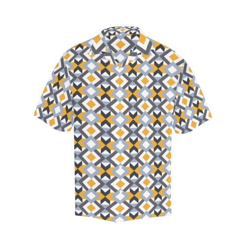 Retro Angles Abstract Geometric Pattern Hawaiian Shirt with Merged Design (Model T58)