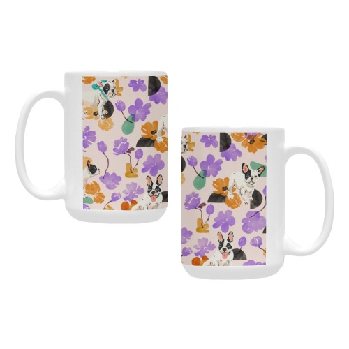 Puppies, flowers and shapes A Custom Ceramic Mug (15OZ)