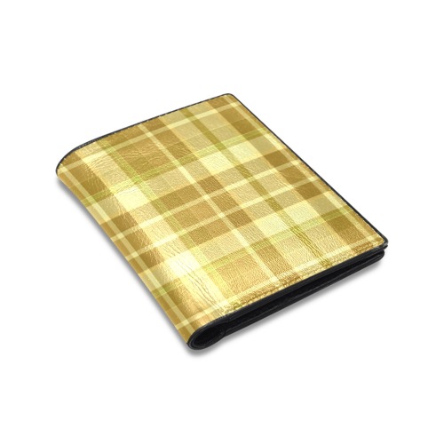 Shades Of Yellow Plaid Men's Leather Wallet (Model 1612)