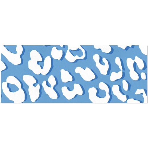 White Leopard Print Blue Gift Wrapping Paper 58"x 23" (1 Roll)