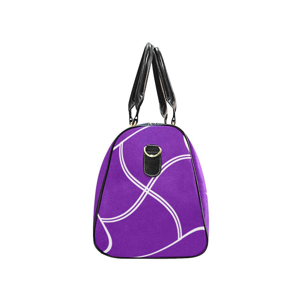 White Interlocking Squares twirled purple New Waterproof Travel Bag/Large (Model 1639)