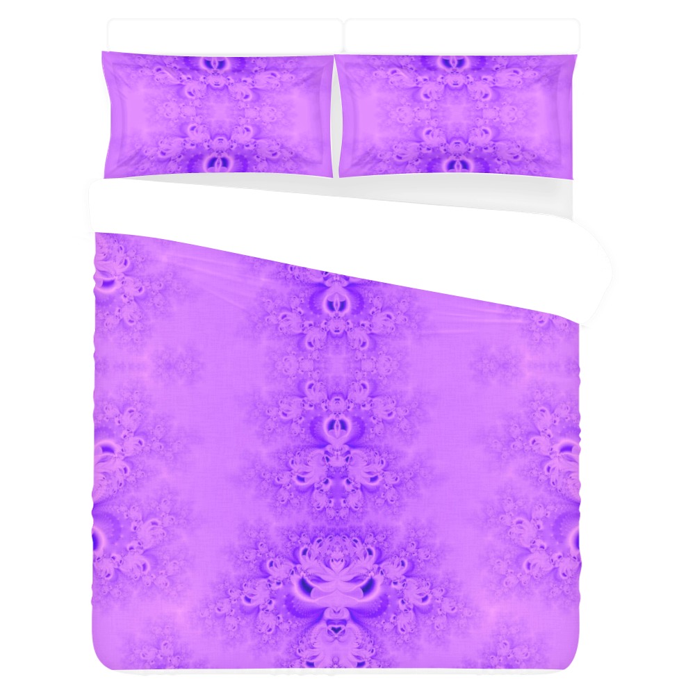 Purple Lilacs Frost Fractal 3-Piece Bedding Set