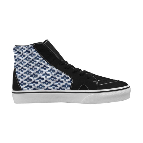 blue diamond's repeating pattern Men's High Top Skateboarding Shoes (Model E001-1)