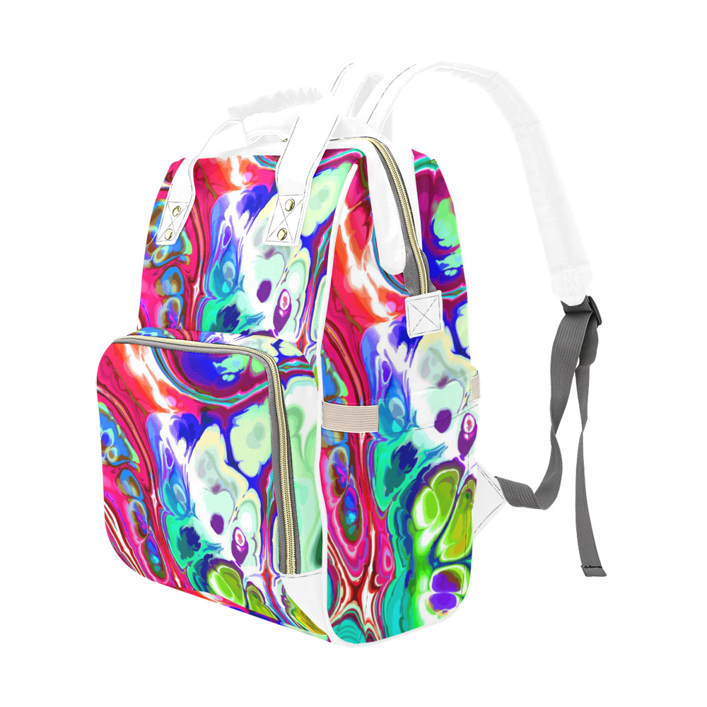 Abstract Liquid Marble Pouring Modern Art Texture Multi-Function Diaper Backpack/Diaper Bag (Model 1688)