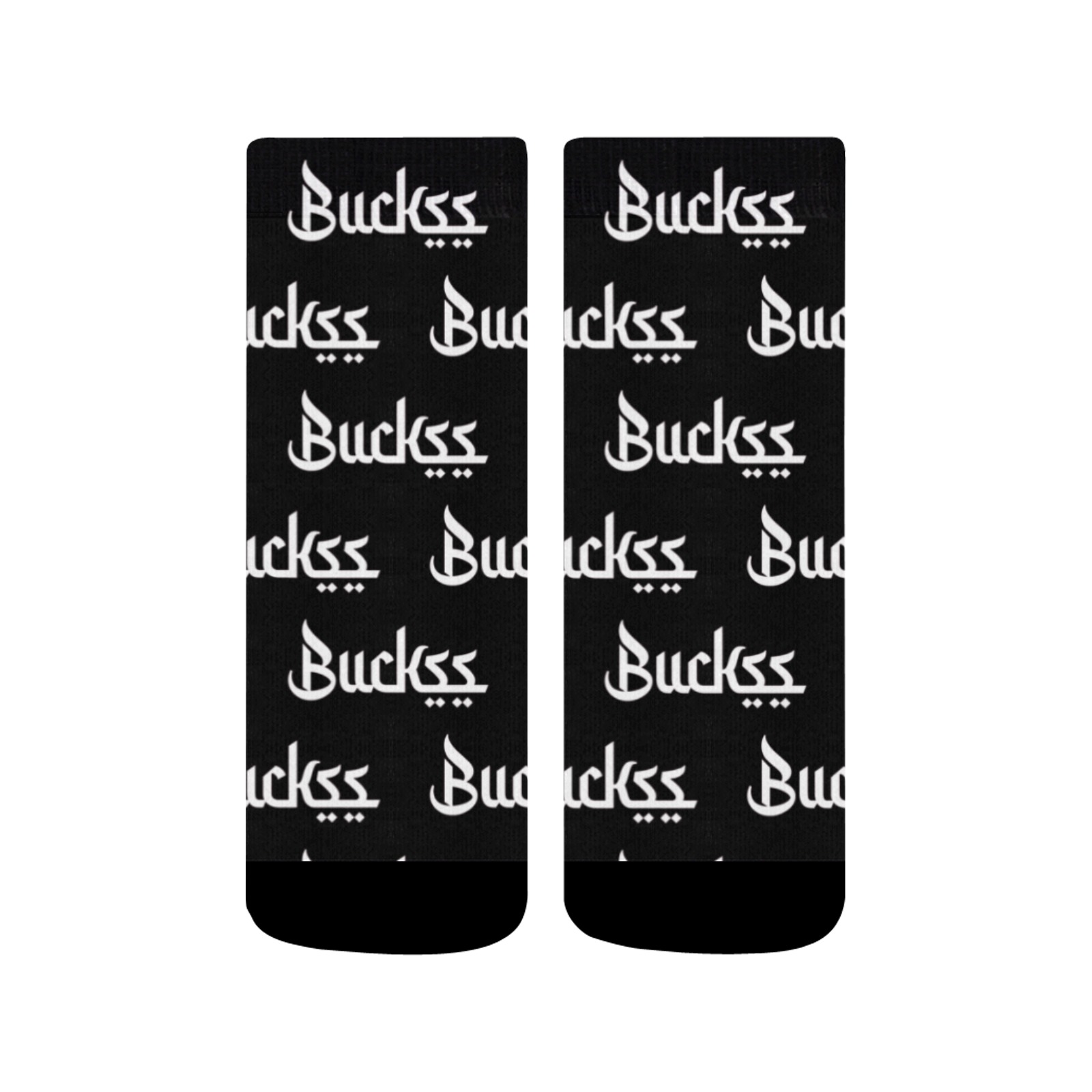 Buckss ankles white on black update Quarter Socks