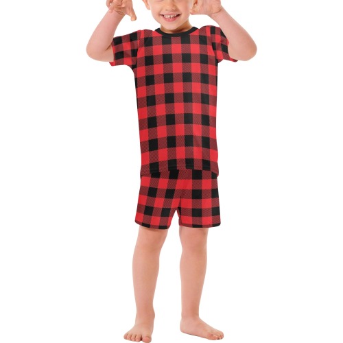 Red and Black Buffalo Plaid Little Boys' Short Pajama Set