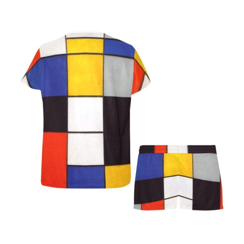 Composition A by Piet Mondrian Women's Short Pajama Set