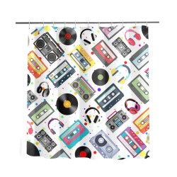 Retro MusicRetro Music Artistic Shower Curtain 66" x 72" Shower Curtain 66"x72"