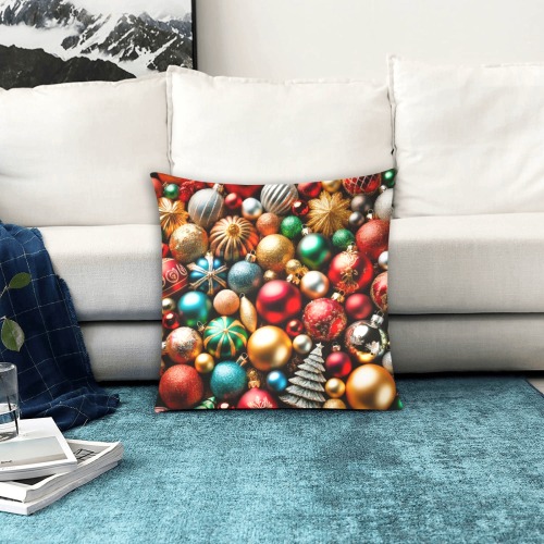 coloured baubles Custom Zippered Pillow Cases 18"x18" (Two Sides)